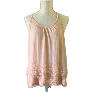 Ann Taylor LOFT Beaded Pale Dusty Peach Camisole Tank - Size M